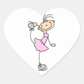 Sticker Cœur Stick rose Girl Figure Patinage