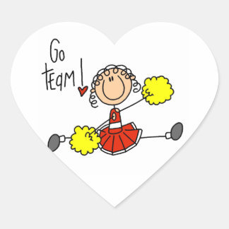 Sticker Cœur Stick rouge Pom-pom girl et cadeaux