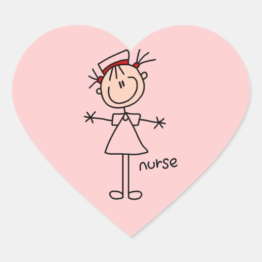 Sticker Cœur Stick simple Figure Nurse Tshirts et cadeaux (Devant)