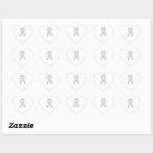 Sticker Cœur Style Chrome White Ribbon Sensibilisation (Feuille)