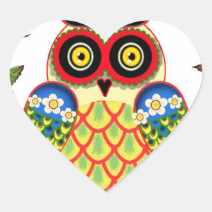 Sticker Cœur Style de hibou et de Mexicain de roses