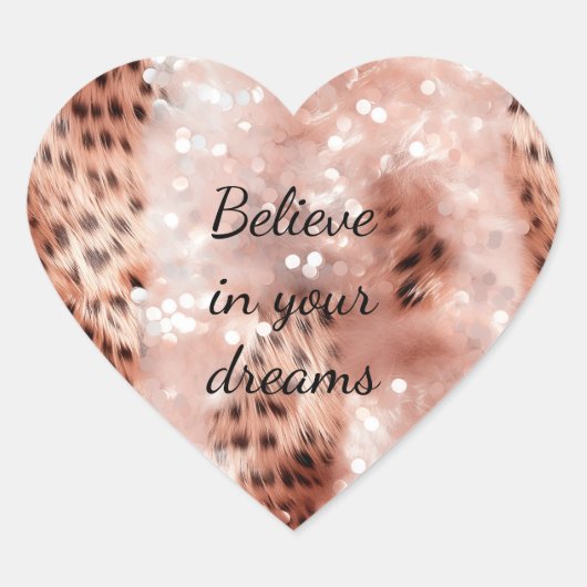 Sticker Cœur Stylish Rose rose rose or Leopard Glitz (Devant)