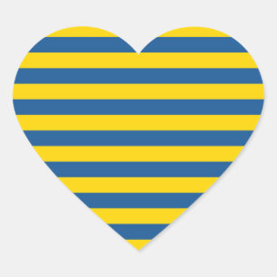Sticker Cœur Suède Ukraine drapeau rayures lignes motif bleu ja