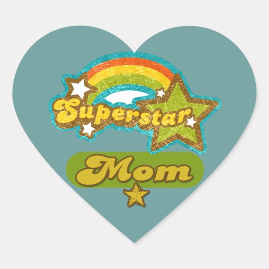Sticker Cœur Super Star Maman (Devant)