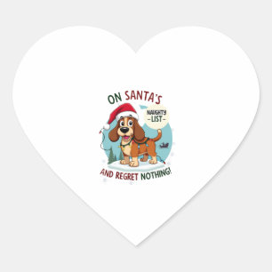 Sticker Cœur Sur la liste de Noël méchants du Père Noël, ne reg