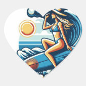 Sticker Cœur Surf des femmes (Devant)