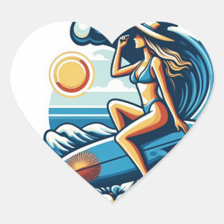 Sticker Cœur Surf des femmes