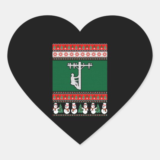 Sticker Cœur Sweat de Noël Lineman Ugly (Devant)