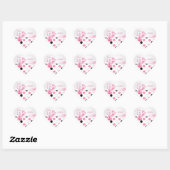 Sticker Cœur Sweet 16 noir, rose, blanc pois (Feuille)