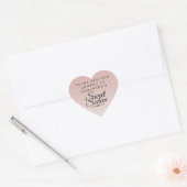Sticker Cœur Sweet 16 Parties scintillant rose Ombre Merci Nom (Enveloppe)