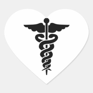 Sticker Cœur Symbole Médicale Caduceus