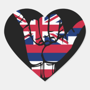 Sticker Cœur SYMBOLE SHaka DU Drapeau D'Hawaï
