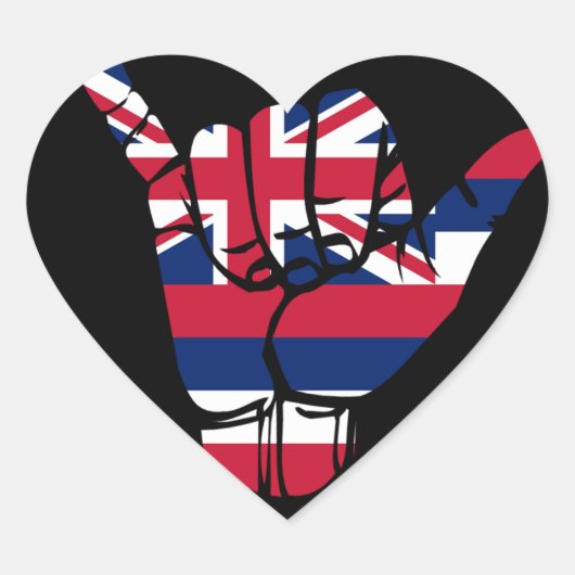 Sticker Cœur Symbole shaka du drapeau hawaïen (Devant)