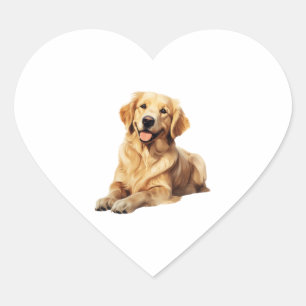 Sticker Cœur Sympathique Golden Retriever Smile - Loyal Chien P