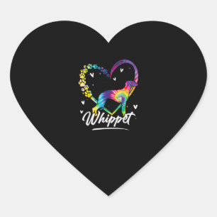 Sticker Cœur T-shirt Amoureux des chiens Whippet Tie Dye Rainbo