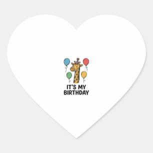 Sticker Cœur T-shirt de fête d'anniversaire de girafe mignon De