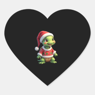 Sticker Cœur T-shirt de Noël avec tortue, pull moche et chapeau