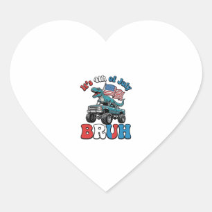 Sticker Cœur T-shirt drôle du 4 juillet dinosaure camion monstr