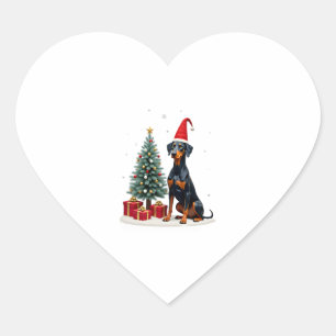 Sticker Cœur T-shirt Femmes Hommes Enfants Doberman Drôle Noël