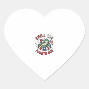 Sticker Cœur T-shirt patriotique Chill The Fourth Out Alligator