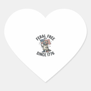 Sticker Cœur T-shirt patriotique de Raton Laveur Sauvage Mais L