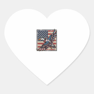 Sticker Cœur T-shirt vintage gravure canard volant patriotique
