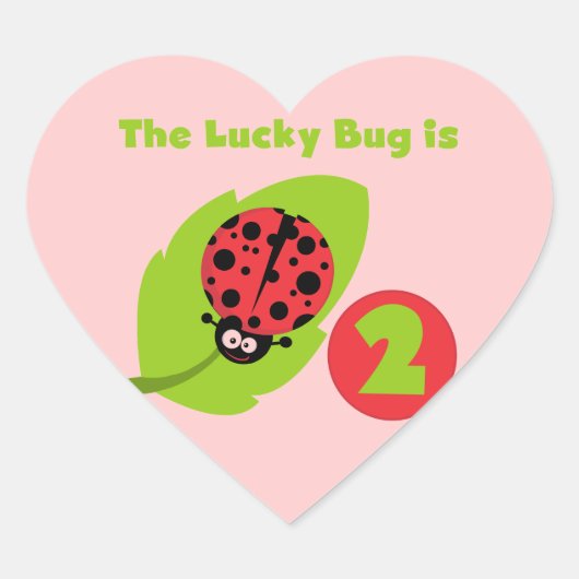 Sticker Cœur T-shirts et cadeaux Lucky Bug 2e anniversaire (Devant)