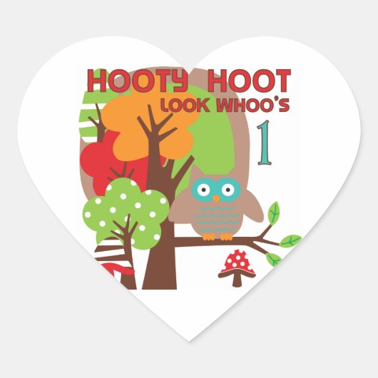 Sticker Cœur T-shirts et cadeaux Owl First Birthday (Devant)