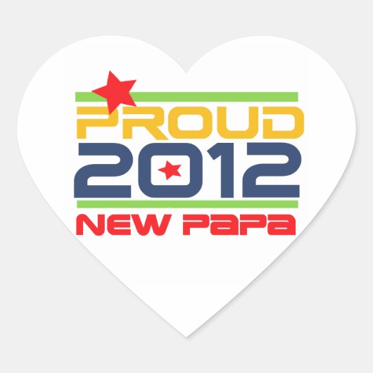 Sticker Cœur T-shirts et cadeaux Proud New Papa 2012 (Devant)