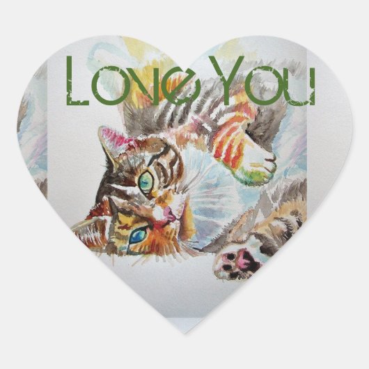 Sticker Cœur Tabby Cat Tabbies Feline Animal Aime Aime (Devant)