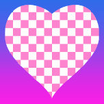 Sticker Cœur Tableau de À damiers rose et blanc Neon Vintage<br><div class="desc">Tableau de À damiers rose et blanc Neon | VINTAGE | Classique | tendance | Style | Mode | Minimal</div>