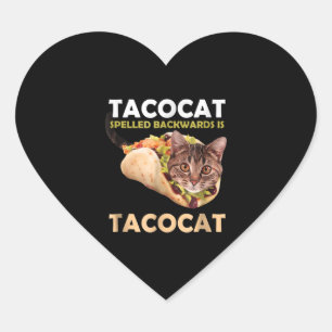 Sticker Cœur Tacocat mignon Taco Chat épelé vers l'arrière