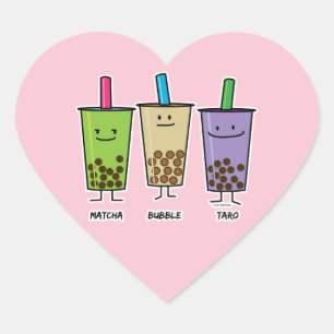 Sticker Cœur Tapioca Japa de taro de lait de boissons de vert
