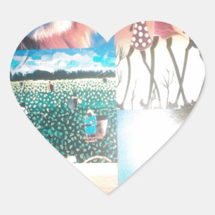 Sticker Cœur Tapisserie kenyane : Faune, culture et plage côtiè