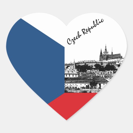 Sticker Cœur Tchèque, Coeur, Prague, Drapeau Tchèque (Devant)