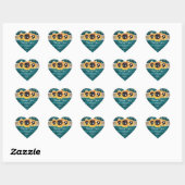 Sticker Cœur Teal Rustic Burlap (Feuille)