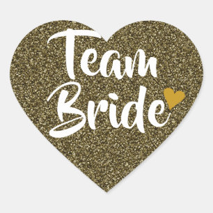 Sticker Cœur Team Bride Gold Heart Parties scintillant