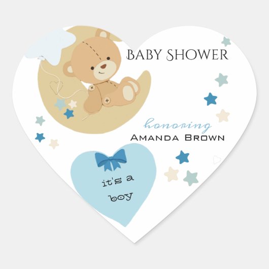 Sticker Cœur Teddy Bear Love Baby Boy Douche | (Devant)