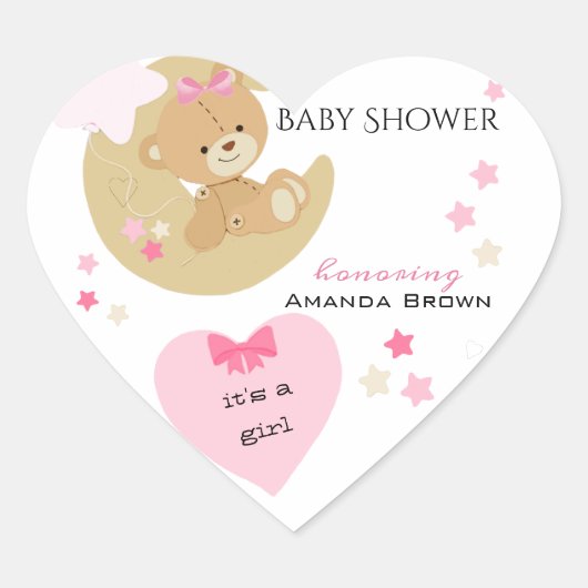 Sticker Cœur Teddy Bear Love Baby Girl Douche (Devant)