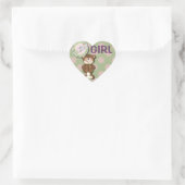 Sticker Cœur Teddy Bear rose et vert (Sac)