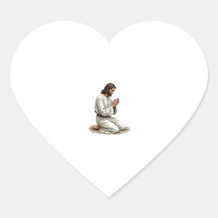 Sticker Cœur Tee de la foi avec gravure vintage de Jésus mains