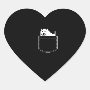 Sticker Cœur Tee de poche de chien sous-jacente