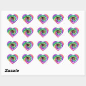 Sticker Cœur teint cravate "amour" marguerite rose violet orang (Feuille)