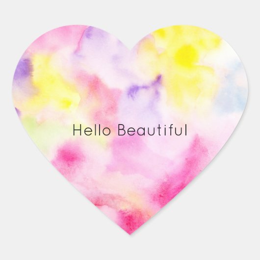 Sticker Cœur Teinture à tarte rose jaune violet (Devant)