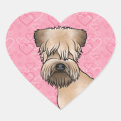 Sticker Cœur Tête De Terrier Roue Sur Coeurs Roses (Devant)