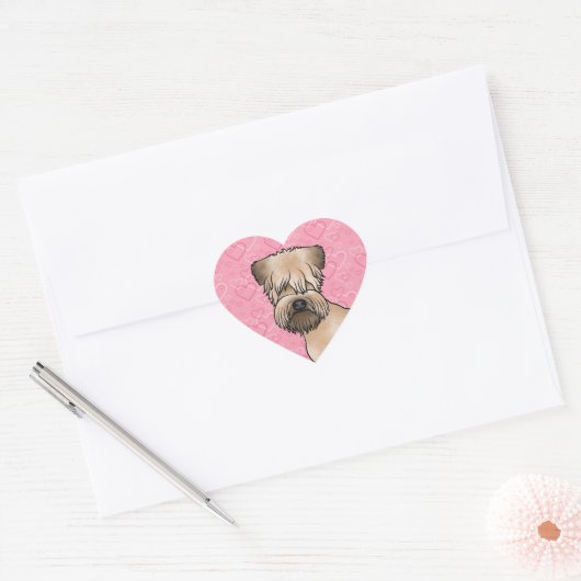 Sticker Cœur Tête De Terrier Roue Sur Coeurs Roses (Enveloppe)