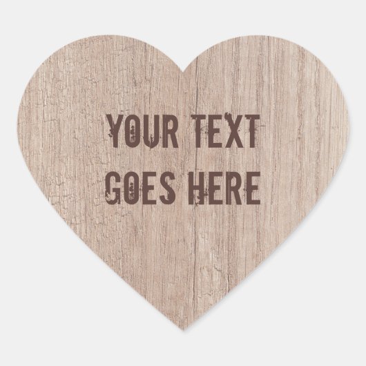 Sticker Cœur Texte Brown Bois Apparence élégante (Devant)