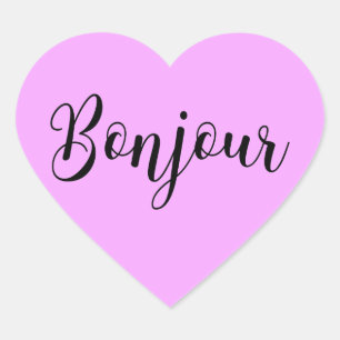 Sticker Cœur TexteNoirBonjour