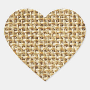 Sticker Cœur Texture de toile de jute