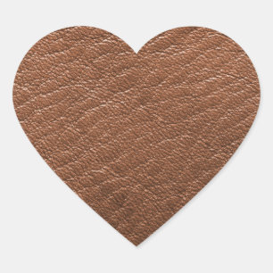 Sticker Cœur Texture en cuir Brown